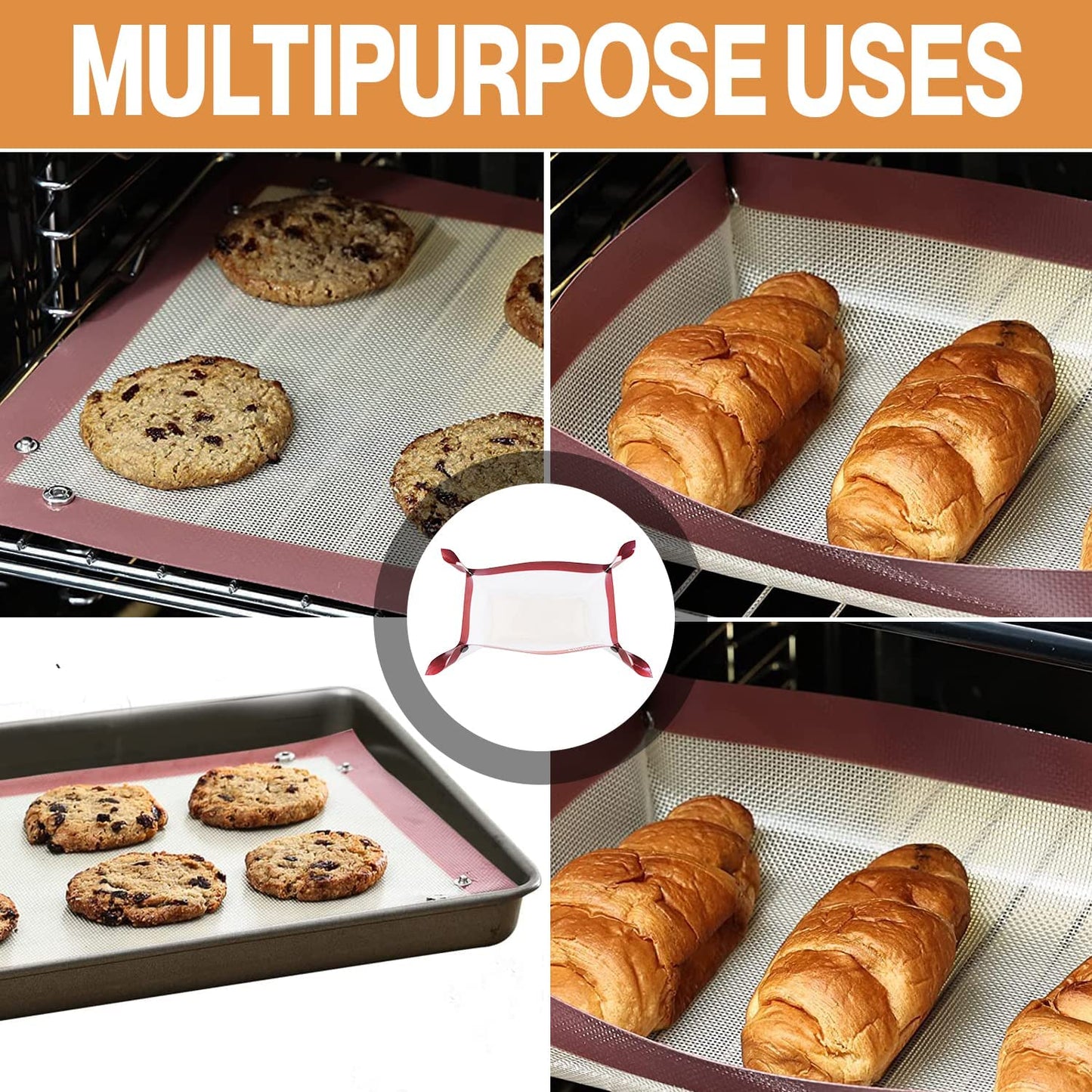 Lilymeche Concept | Silicone Baking Mat with Button | BPA Free Large Nonstick Kitchen Professional Reusable Heat Resistant Baking Half Sheet Bakeware Mats for Cookies, Bread and Pastry(2pc)
