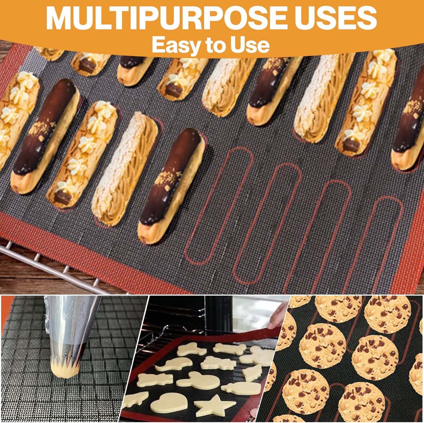 Lilymeche Concept - Perforated Silicone Baking Mat(2pc), BPA Free Large, Nonstick Kitchen Professional Reusable Oven Liners Heat Resistant Baking Half Sheet Bakeware Mats for Cookies, Bread and Pastry