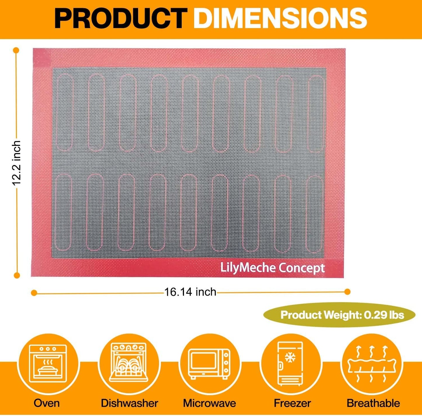 Lilymeche Concept - Perforated Silicone Baking Mat(2pc), BPA Free Large, Nonstick Kitchen Professional Reusable Oven Liners Heat Resistant Baking Half Sheet Bakeware Mats for Cookies, Bread and Pastry