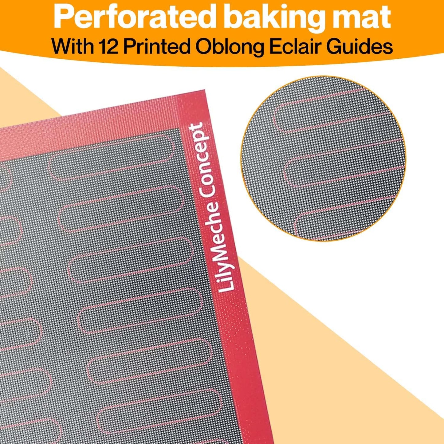 Lilymeche Concept - Perforated Silicone Baking Mat(2pc), BPA Free Large, Nonstick Kitchen Professional Reusable Oven Liners Heat Resistant Baking Half Sheet Bakeware Mats for Cookies, Bread and Pastry