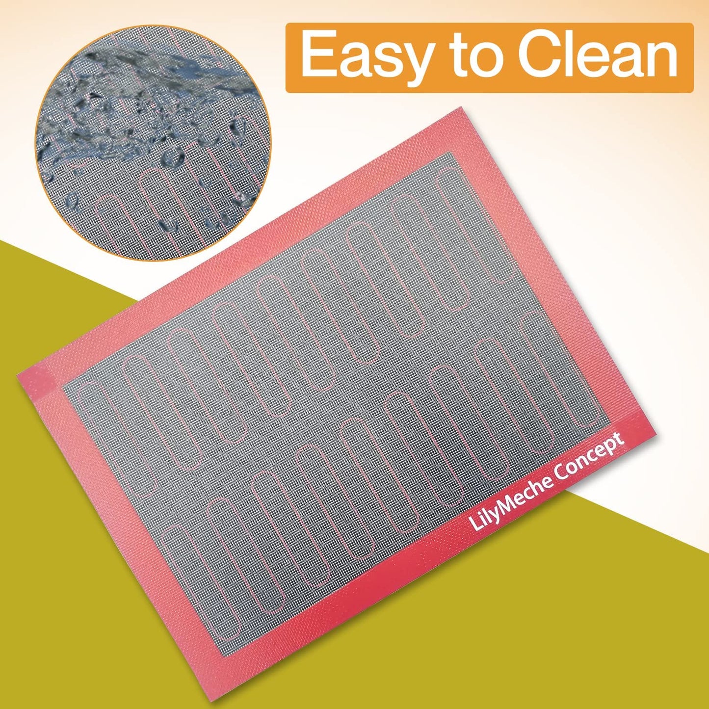 Lilymeche Concept - Perforated Silicone Baking Mat(2pc), BPA Free Large, Nonstick Kitchen Professional Reusable Oven Liners Heat Resistant Baking Half Sheet Bakeware Mats for Cookies, Bread and Pastry