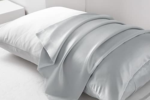 Lilymeche Concept | Highest Grade 6A 100% Pure Mulberry Real Silk Pillowcase | 22 Momme(Envelope) Good for Hair & Skin | 1PC in Luxury Gift Box (Slate Grey, Queen) Bundled with Silk Scrunchie