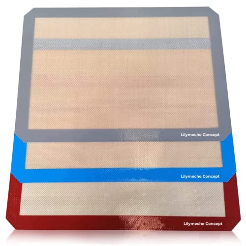 Lilymeche Concept | Silicone Baking Mat | BPA Free Large Nonstick Kitchen Professional Reusable Heat Resistant Baking Half Sheet Bakeware Mats for Cookies, Bread and Pastry(3pc) with Silicone Spatula