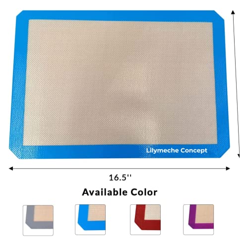 Lilymeche Concept Silicone Baking Mat BPA Free Large Nonstick Kitchen Professional Reusable Heat Resistant(4pc) with Silicone Spatula