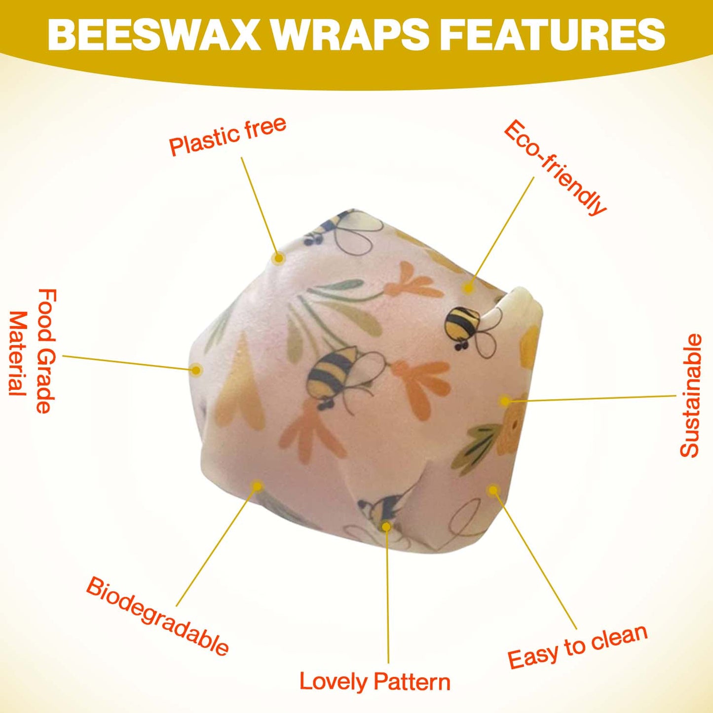 Lilymeche Concept Reusable Beeswax Wrap(9 Pack) Eco-Friendly Beeswax Food Wraps, Bread Sandwich Wrapper, Organic, Sustainable, Biodegradable, Zero Waste, Plastic-Free Food Storage, 5S, 3M, 1XL