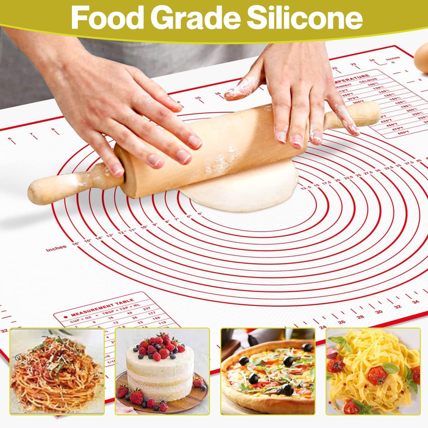 Silicone Pastry Mat with Measurement, Small Baking Mat for Fondant, Rolling  Dough, Pie Crust, Pizza and Cookies, Dough Mat, Rolling Mat for Kids,12 x