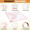 Lilymeche Concept - Silicone Pastry Mat with Measurement(2pc), Non Slip Baking Mat, BPA - Free, Rolling Pastry, Pizza & Cookies, Kneading Board for Dough Rolling, Oven Liner Baking Sheet