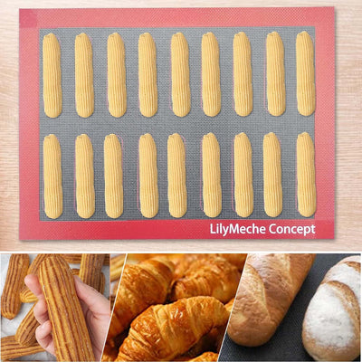 Lilymeche Concept - Perforated Silicone Baking Mat(2pc), BPA Free Large, Nonstick Kitchen Professional Reusable Oven Liners Heat Resistant Baking Half Sheet Bakeware Mats for Cookies, Bread and Pastry