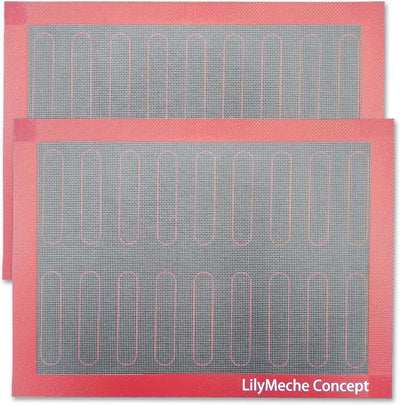 Lilymeche Concept - Perforated Silicone Baking Mat(2pc), BPA Free Large, Nonstick Kitchen Professional Reusable Oven Liners Heat Resistant Baking Half Sheet Bakeware Mats for Cookies, Bread and Pastry