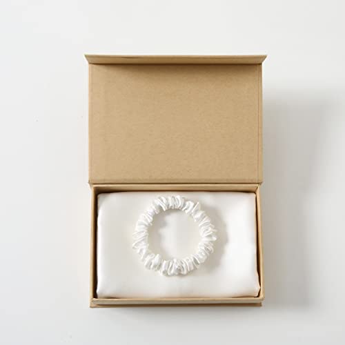 Lilymeche Concept | Highest Grade 6A 100% Pure Mulberry Real Silk Pillowcase | 22 Momme(Envelope) Good for Hair & Skin | 1PC in Luxury Gift Box (White, Queen) Bundled with Silk Scrunchie