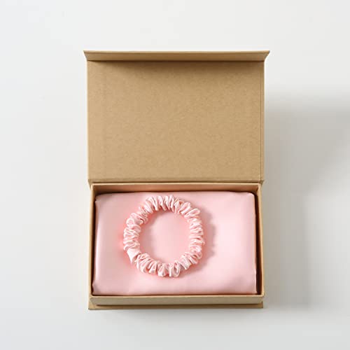 Lilymeche Concept | Highest Grade 6A 100% Pure Mulberry Real Silk Pillowcase | 22 Momme(Envelope) Good for Hair & Skin | 1PC in Luxury Gift Box (Pink, Queen) Bundled with Silk Scrunchie