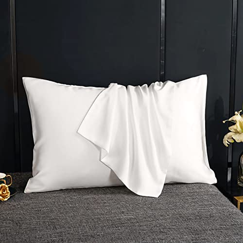 Lilymeche Concept | Highest Grade 6A 100% Pure Mulberry Real Silk Pillowcase | 22 Momme(Envelope) Good for Hair & Skin | 1PC in Luxury Gift Box (White, Queen) Bundled with Silk Scrunchie