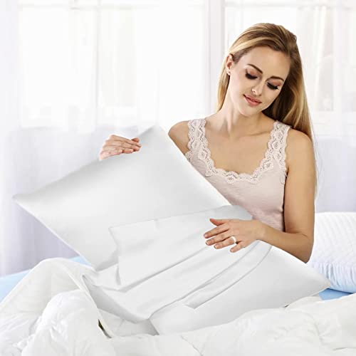 Lilymeche Concept | Highest Grade 6A 100% Pure Mulberry Real Silk Pillowcase | 22 Momme(Envelope) Good for Hair & Skin | 1PC in Luxury Gift Box (White, Queen) Bundled with Silk Scrunchie