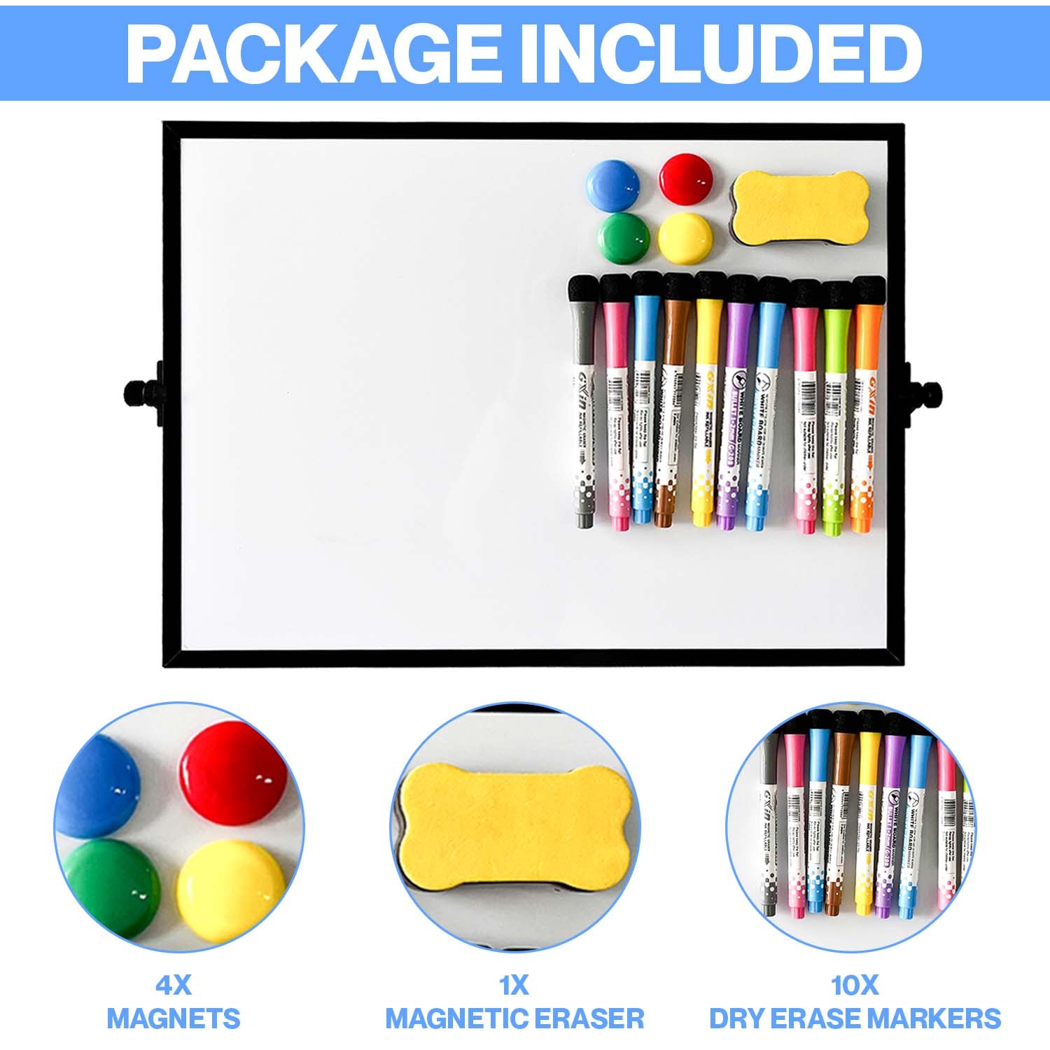 Whiteboard 4-sided, foldable, magnetic, dry erasable
