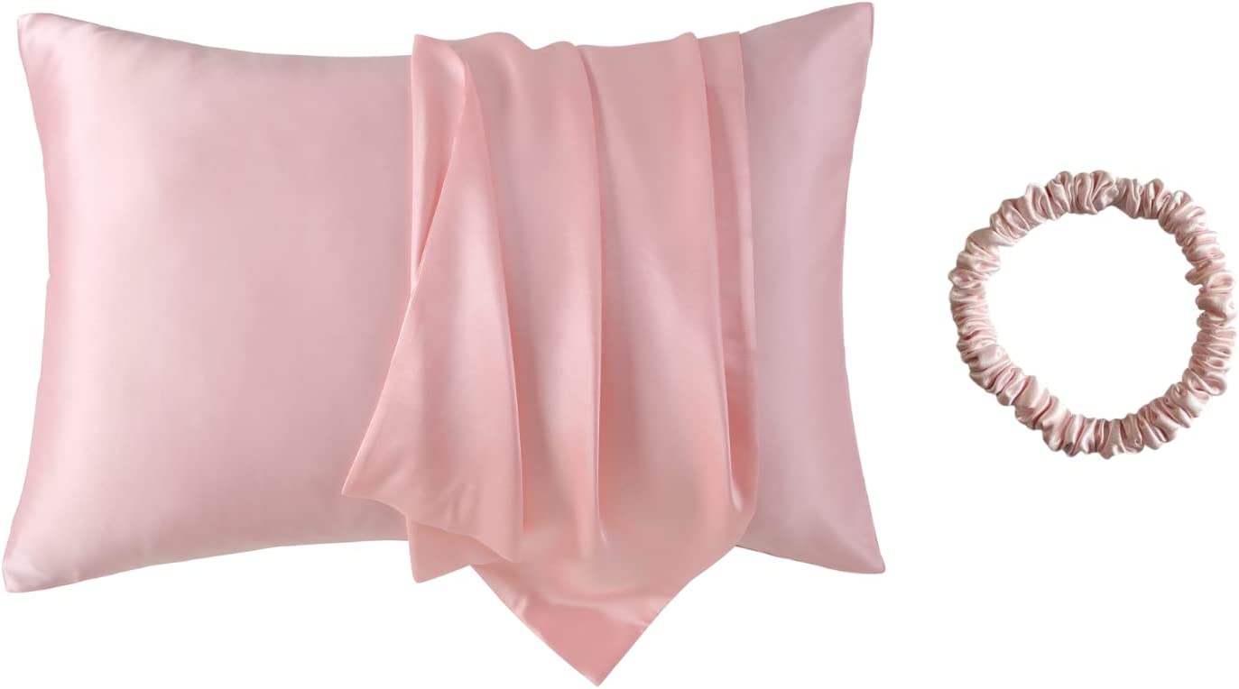 Lilymeche Concept | Highest Grade 6A 100% Pure Mulberry Real Silk Pillowcase | 22 Momme(Envelope) Good for Hair & Skin | 1PC in Luxury Gift Box (Pink, Queen) Bundled with Silk Scrunchie