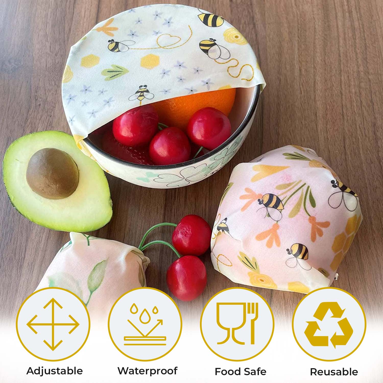 Lilymeche Concept Reusable Beeswax Wrap(9 Pack) Eco-Friendly Beeswax Food Wraps, Bread Sandwich Wrapper, Organic, Sustainable, Biodegradable, Zero